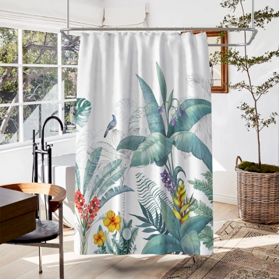 Rideau de Douche Fleurs et Oiseaux dans la Jungle