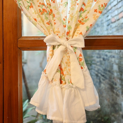Rideau Brise Bise Petites Fleurs Sauvages Oranges,1 Pièce