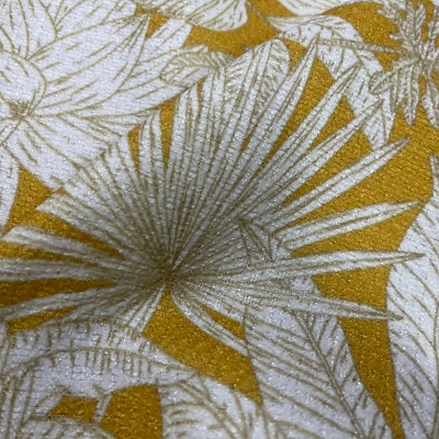 Rideau Cairns, Motif de Plantes Tropicales, Tissu Chenille, Jaune