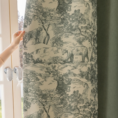 Rideau Toile de Jouy, Rideau Occultants, Tissu Chenille, Couture de Rideaux