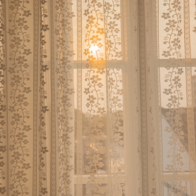 White Floral Lace Ruffle Custom Sheer Curtains