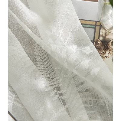 Sheer Embossed Fern Pattern Linen Fabric Curtains