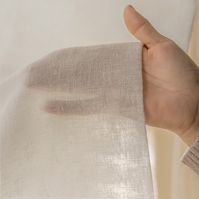 Custom White Linen Texture Sheer Roman Blinds