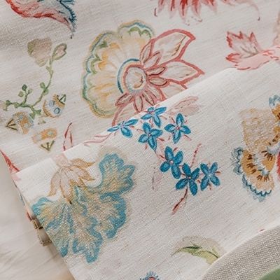 Custom Cotton-Linen Roman Shades with Countryside Botanical Print