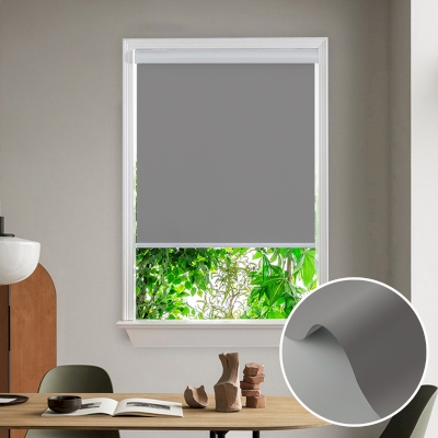 Custom Insulated Waterproof Cassette Roller Shades, Dark Gray Tint