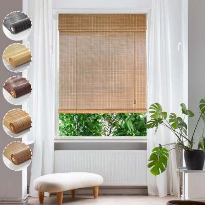 GROVE Custom Bamboo Roller Shades, Reinforced Waterproof Design