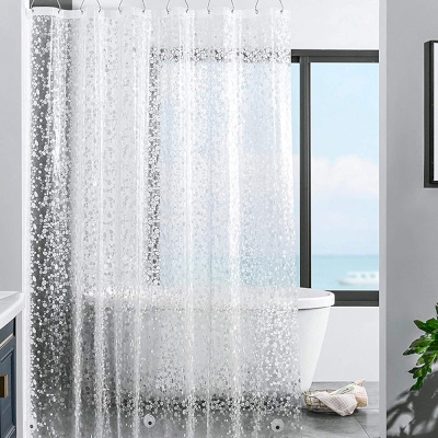 Rideau de Douche Étanche en PEVA avec Motif Galets, Rideau de Douche Transparent Motif