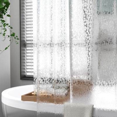 Rideau de Douche Étanche en PEVA avec Motif Galets, Rideau de Douche Transparent Motif