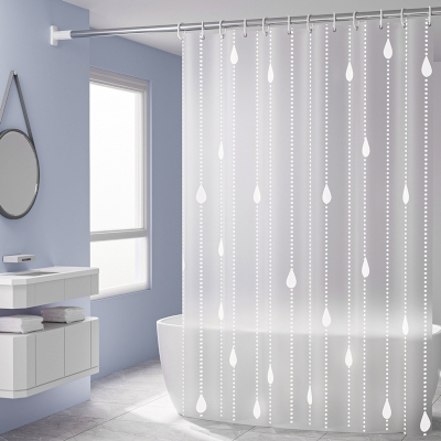 Rideau de Douche Imperméable en PEVA avec Motif de Gouttes d'Eau - Accessoires Inclus, Rideau de Douche Transparent Motif