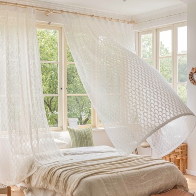 Floral Print Voile Custom Sheer Curtains