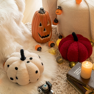 Pumpkin Plush Throw Pillow, Pumpkin Pillow, Halloween Pillows, Decorative Pillows