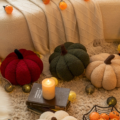 Pumpkin Plush Throw Pillow, Pumpkin Pillow, Halloween Pillows, Decorative Pillows