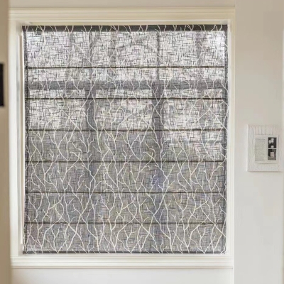 Gray Tree Pattern Voile Roman Shades