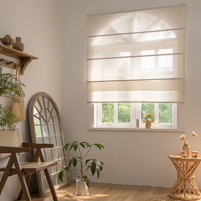 Custom Linen-Look Roman Shades
