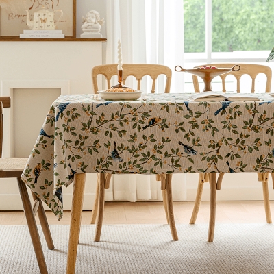 Vintage Jacquard Floral and Bird Pattern Tablecloth, Rectangle Tablecloths, Square Tablecloths