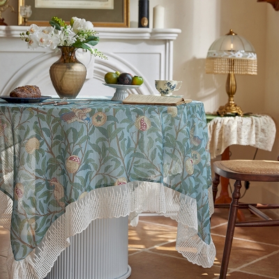 Dark Blue Pomegranate Tablecloth, Rectangle Tablecloths, Square Tablecloths