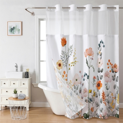 Rideau de Douche Double Couche JAYANA sans Crochet,180x188