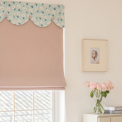 Stores Bateaux Sur Mesure pour Enfants, Motif Floral Tulipe en Rose Doux