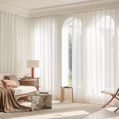 Voilage Shadow, Voilage sur Mesure, Tissu Doux et Soyeux en Couleur Unie