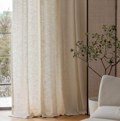 Voilage Clarenza, Voilage Sur Mesure, Tissu Effet Naturel et Flammé