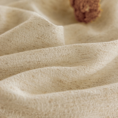Voilage MANADE, Tissu Effet Lin, Uni Kaki Naturel