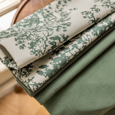Rose Branch Velvet-Texture Custom Blackout Curtains