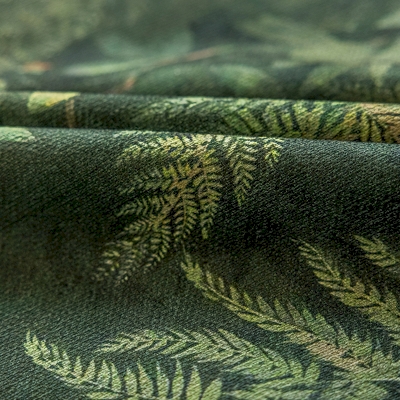 Store Bateau Sur Mesure, Motif de Fougères Vert Foncé, Imprimé sur Coton-Lin