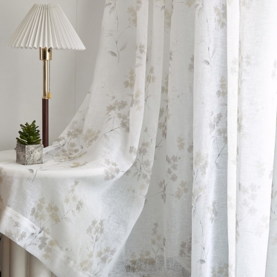 NYMPHEA Floral Linen-Texture Custom Sheer Curtains
