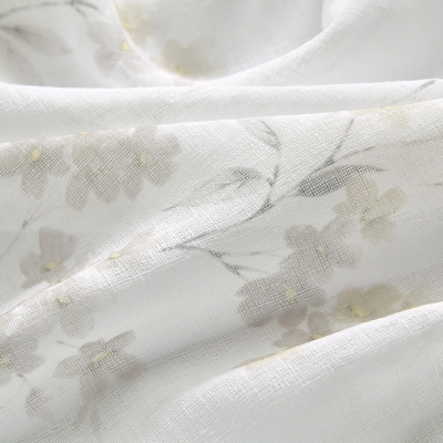 NYMPHEA Floral Linen-Texture Custom Sheer Curtains