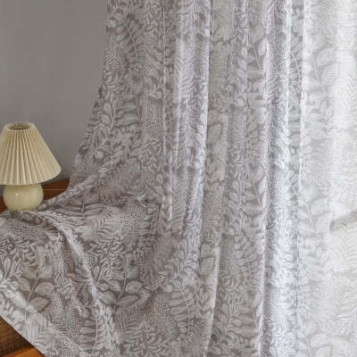 SCHAB Gray Fern Linen-Fiber Custom Sheer Curtains