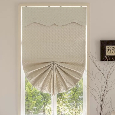 Store Bateau Sur Mesure, Jacquard Art Déco à Chevrons Champagne