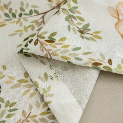 Forest Animal Cotton-Linen Custom Kids Light-Filtering Curtains