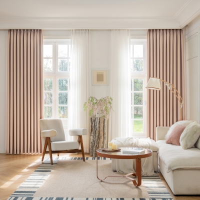 CLEOFIL Solid Color Cotton-Feel Custom Blackout Curtains