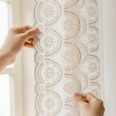 ANISSA Fish Scale Snowflake Embroidered Floral Sheer Curtains