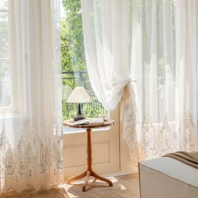 Custom Sheer LINDER Embroidered Classic Baroque Pattern Curtains