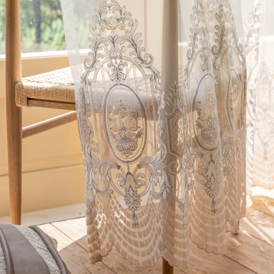 Custom Sheer LINDER Embroidered Classic Baroque Pattern Curtains