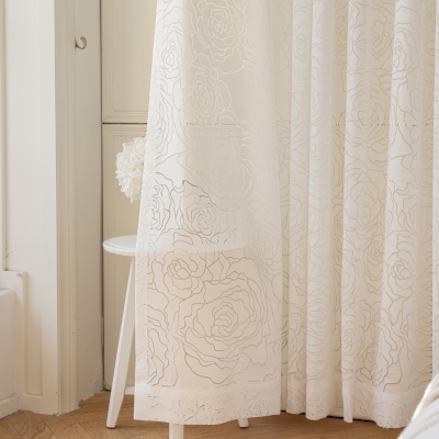 ROSAIRE Rose Silhouette Floral Sheer Custom Curtains