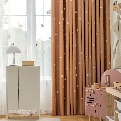 Pumpkin Orange Polka Dot Embroidered Kids Nursery Curtains