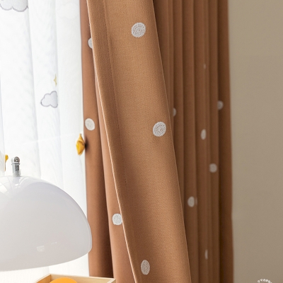 Pumpkin Orange Polka Dot Embroidered Kids Nursery Curtains
