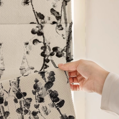 Store Bateau Occultante Sur Mesure, Chenille Jacquard, Fleurs d'Épine Abstraites Modernes