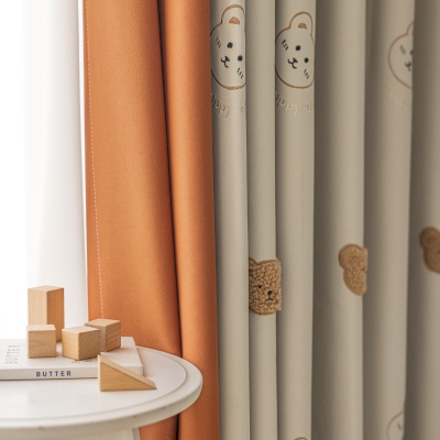 Rideau NAIF,  Rideau Sur Mesure, Rideaux Occultants, Toucher Coton et Lin, Rideaux Ours, Tissu Broderie