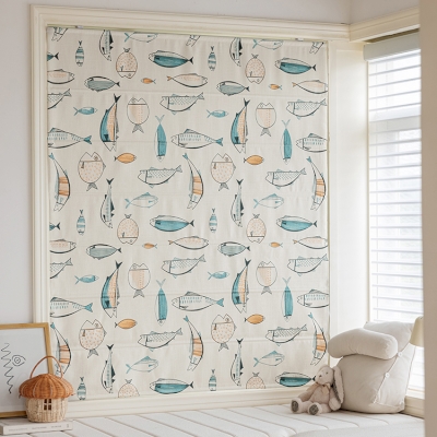MARVINA Ocean Fish Chenille Custom Roman Shades