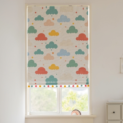 SKYLOOM Colorful Cloud Linen-Look Custom Kids Room Roman Shades