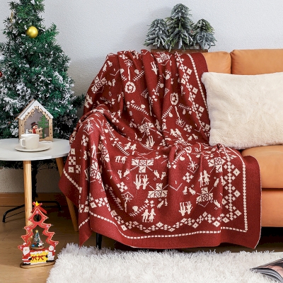 Tribal-Style Knit Blanket, Throw Blanket for Couch, Soft Couch Throw