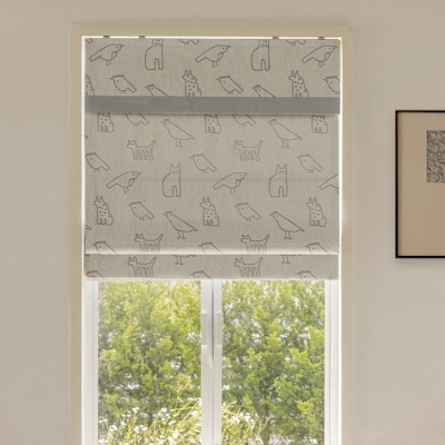 CUBS Cartoon Animal Pattern Linen Blend Custom Roman Shades