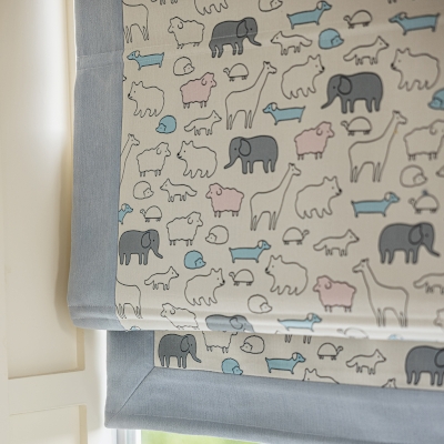 ZIPPY Blue Animal Pattern Custom Kids Room Roman Shades