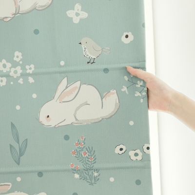 HOPPY Bunny Pattern Decorative Pom-Pom Custom Kids Room Roman Shades