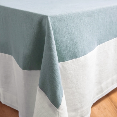 Nappe en Lin avec Bordure Contrastée, Nappes en Lin, Nappe sur mesure