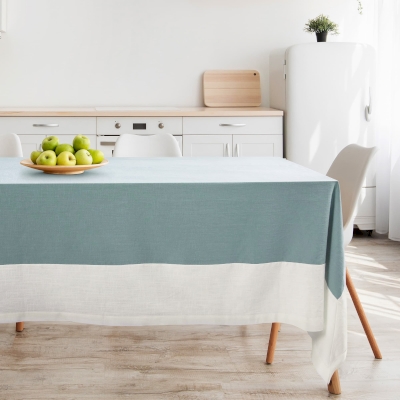 Nappe en Lin avec Bordure Contrastée, Nappes en Lin, Nappe sur mesure
