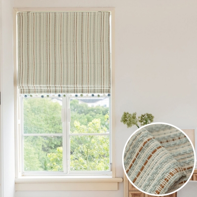 STRATA Striped Woven Fabric Custom Roman Shades